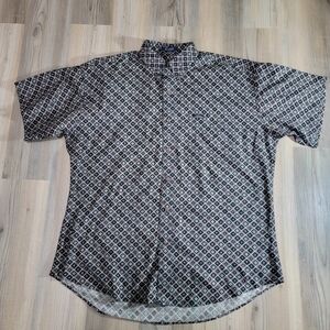 Vintage Ralph Lauren Chaps Shirt Adult L  Blue Geometric Print Short Sleeve Mens